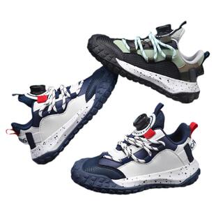 CAMKIDS男童运动鞋新款秋冬加绒皮面男孩二棉防水防滑户外儿童鞋