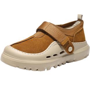 周雨彤同款百丽男鞋松松靴厚底保暖勃肯鞋冬东北棉鞋雪地靴A2245D