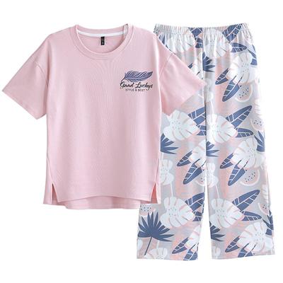 猫人春秋纯棉短袖七分裤睡衣套装