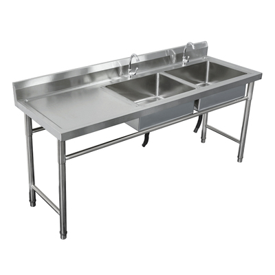 商用包邮不锈钢水槽带支架厨房单双水池洗碗洗菜洗手盆带平台食堂