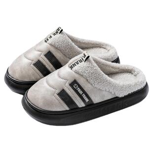 大嘴猴棉拖鞋女款2025新款加绒加厚保暖时尚情侣外穿条纹棉鞋男