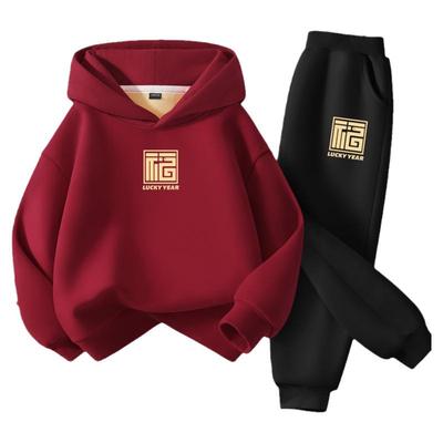 棉致童装衣服男童红色喜庆拜年服