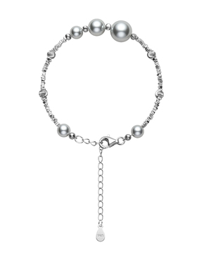 碎银子灰珍珠s925纯银手链设计感