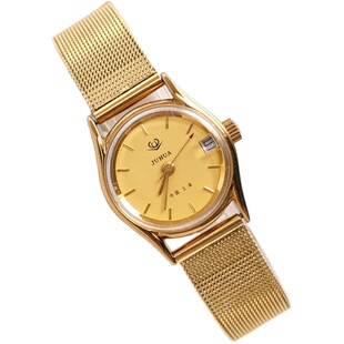 上海菊花牌手动上弦机械经典复古优雅圆形带日历女表长辈女友礼物