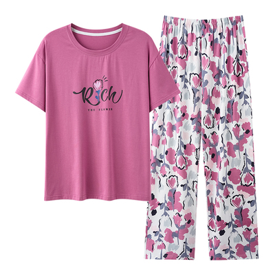 莫代尔睡衣女夏季短袖长裤可外穿