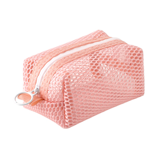 透明网纱化妆包迷你便携式拉链小包口红证件卡片杂物包多巴胺手提网格零钱包高颜值大容量充电器数据线收纳袋
