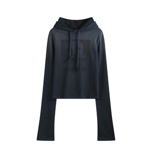 no E mosen(noE)'内腔水乐队'人像渐变水洗雾霾蓝袖长合身卫衣