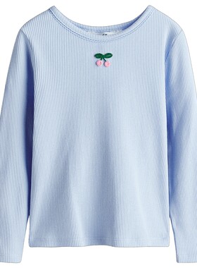 HM童装儿童女童T恤森系田园风内搭打底衫棉质上衣保暖衫1322980