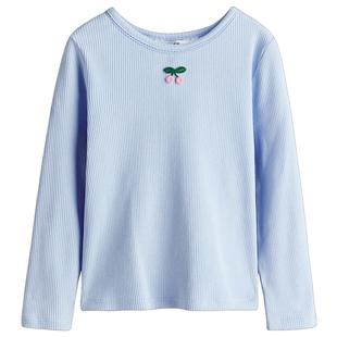 HM童装儿童女童T恤森系田园风内搭打底衫棉质上衣保暖衫1322980