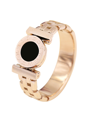 仲夏之晶钛钢复古罗马数字戒指女