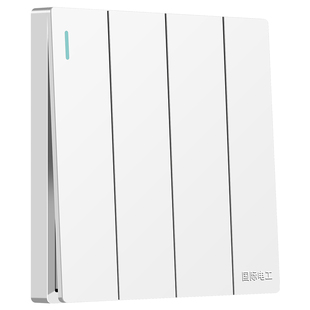 国际电工四开单控开关插座86型暗装墙壁4位四位4开四联电灯面板