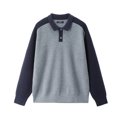 Giordano套头POLO领撞色针织衫