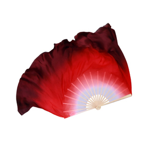 铭记抬龙王真丝酒红万疆舞蹈扇子双面深红色秧歌扇子古典舞蹈道具