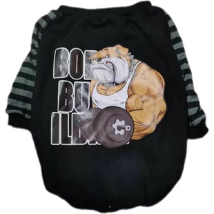 宠物潮牌秋冬加绒卡通拼色条纹卫衣斗牛恶霸京巴英牛法牛狗狗衣服