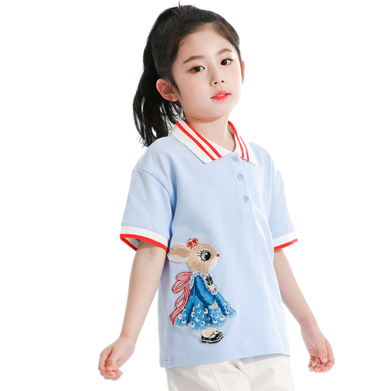 童装女童夏季翻领短袖T恤新款百搭儿童上衣全棉短袖polo衫