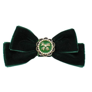 猫妃季公主风宫廷墨绿丝绒蝴蝶结边夹刘海发夹双马尾头饰高级感新