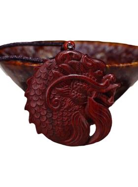 小叶紫檀红木手把件钥匙扣鱼化龙