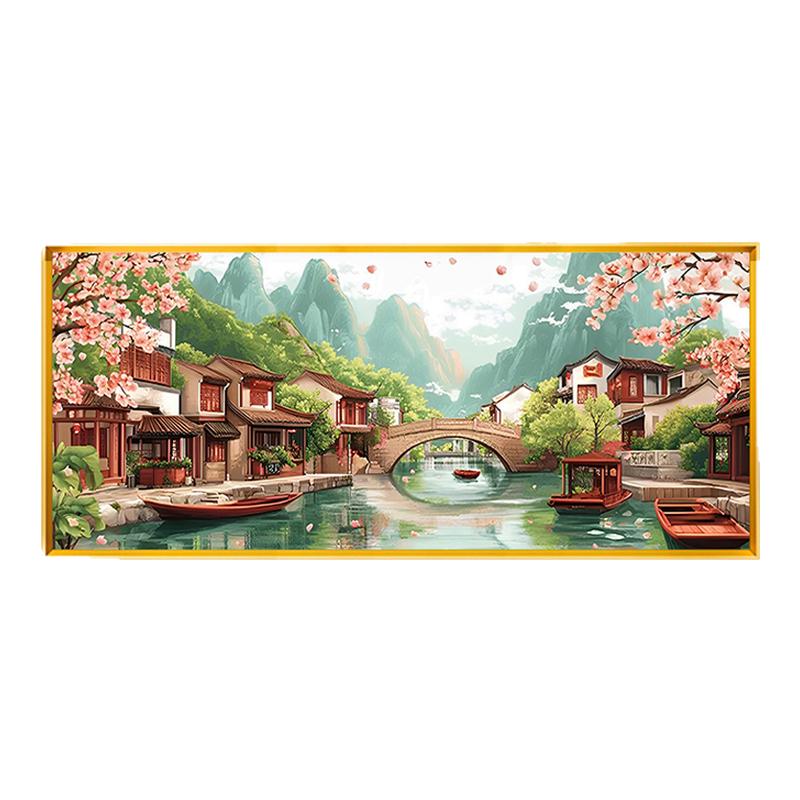 江南水乡十字绣2025新款线绣自己手工DIY印花风景满绣刺绣客厅画