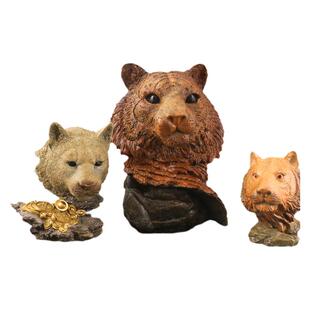 虎首豹首彩铜工艺品客厅家居玄关铜摆件黄铜摆饰大堂桌面铜装饰品