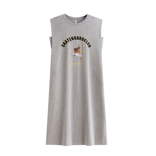 悦内带胸垫睡裙女款睡衣夏季夏天无袖背心纯棉大码休闲出门可外穿