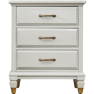 林恩美式实木三抽床头柜美式田园轻奢风卧室家具M02三抽床头柜