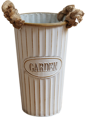 美式复古怀旧桶客厅插花干花鲜花铁皮桶装饰创意花瓶花器摆件