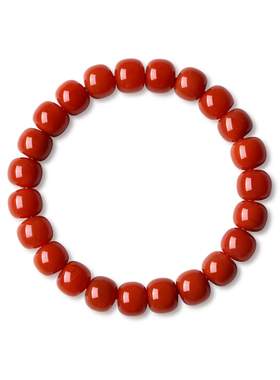 天然瓦西南红桶珠手串柿子红