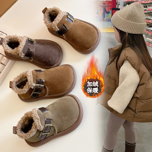 外穿保暖小女孩短靴子 加绒加厚勃肯鞋 儿童棉鞋 女童雪地靴2025冬季