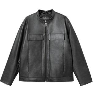 杰克琼斯秋冬季男装皮衣常规立领拉链外套保暖舒适百搭休闲潮流感