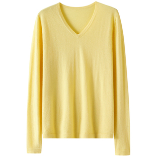 相见恨晚哇~高定精纺100%纯山羊绒衫女V领羊绒毛衣针织打底衫秋冬