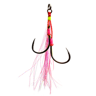 MAG加长夜光丝铁板双钩 铁板钩 慢摇钩 落差钩黑头鳕鱼海钓快抽钩