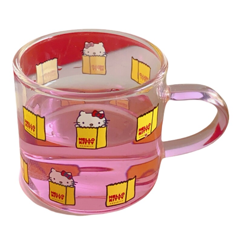 FunLife生活馆 可爱卡通Kitty耐热玻璃小杯 少女心家用茶杯果酒杯