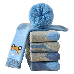 儿童袜子秋冬款加绒加厚纯棉毛圈冬季男宝宝男童中筒保暖棉袜冬天