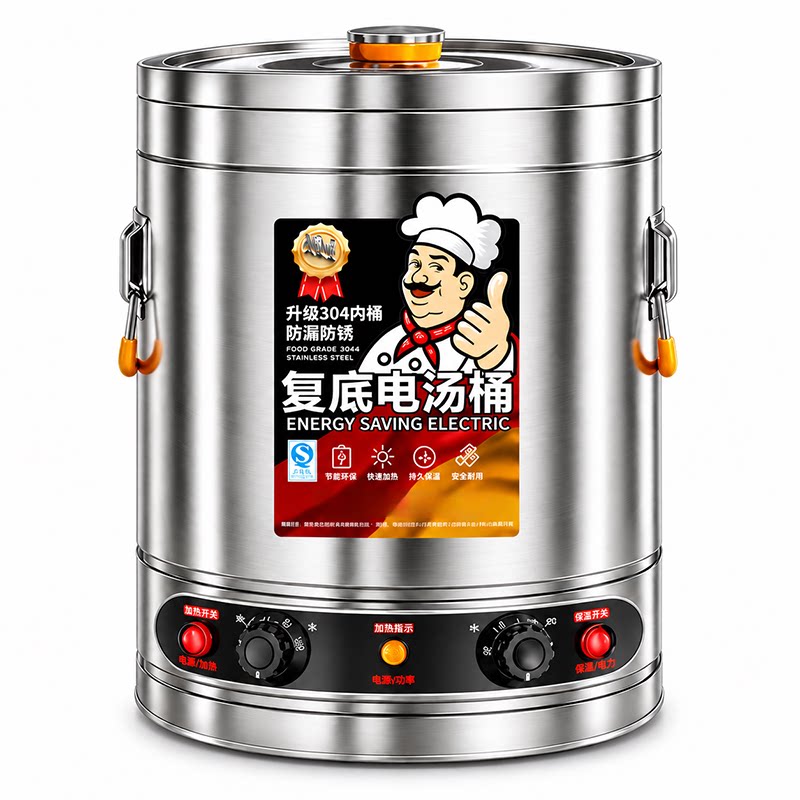 电汤桶商用电加热熬汤桶熬粥桶不锈钢大容量电煮汤锅卤煮面烧水桶
