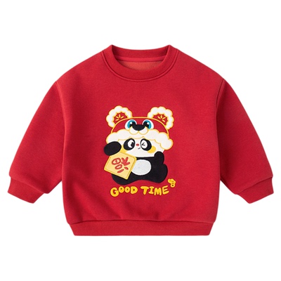 嘟嘟家儿童卫衣宝宝红色喜庆