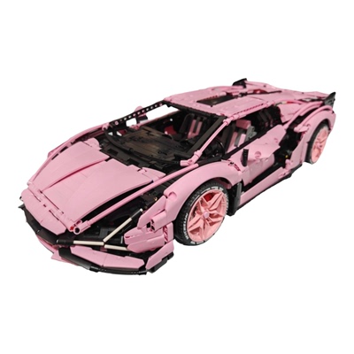 跑车机械组粉牛兰博基尼赛车积木模型男女孩高难度拼装玩具车礼物