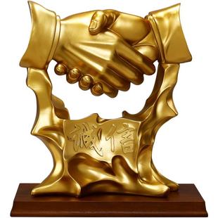 诚信握手摆件合作共赢老板办公室酒柜装饰品公司开店开业升职礼物