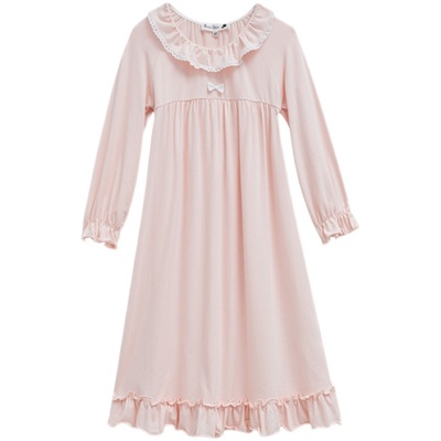 rosetree纯棉长袖印花圆领睡裙