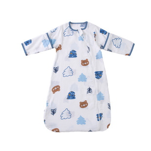 安舒棉婴儿睡袋薄款春夏天宝宝一体式纱布竹棉四季通用儿童防踢被