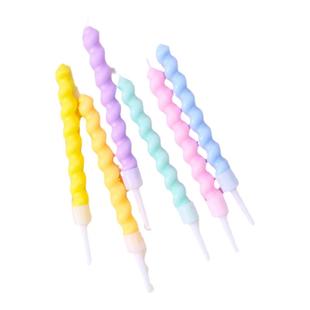 网红扭扭螺纹生日蜡烛蛋糕装饰彩色马卡龙螺旋曲线弯曲派对蜡烛