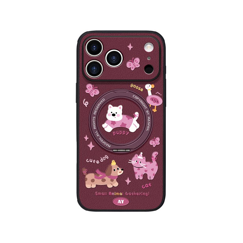 ANGYING × 西高地好朋友适用iPhone18Promax手机壳Ho5新款ip16磁吸带支架苹果17Pro支点套15全包13pm高级感