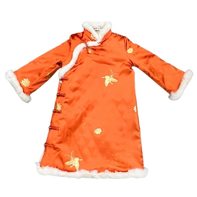 真兔毛儿童旗袍新中式国风女童拜年服民国风服装过年服国风唐装