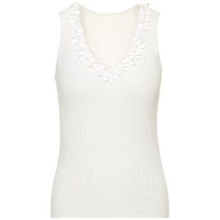 宝姿PORTSPURE女装舒适百搭亮片珠花V领针织内搭吊带背心