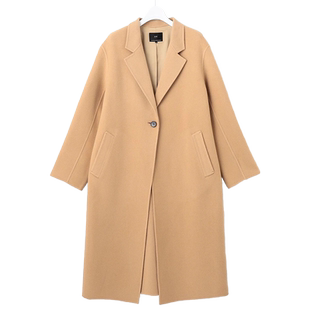 23区日系秋季通勤直筒羊毛混纺一粒扣中长毛呢大衣长外套商场同款