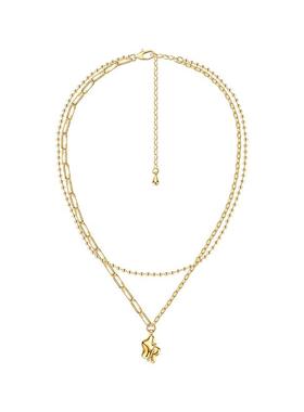 三倍微醺珠绕花苞双层拼接项链