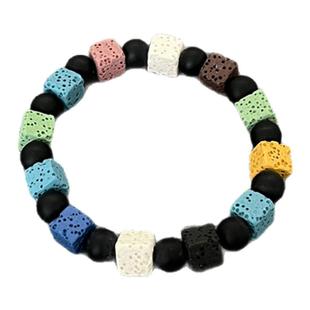 国风多彩火山黑耀石手链男高级感小众设计情侣款手串男新中式饰品