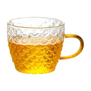 苏氏陶瓷 玻璃杯家用水杯泡茶杯饮料咖啡杯加厚带把锤纹杯6只装