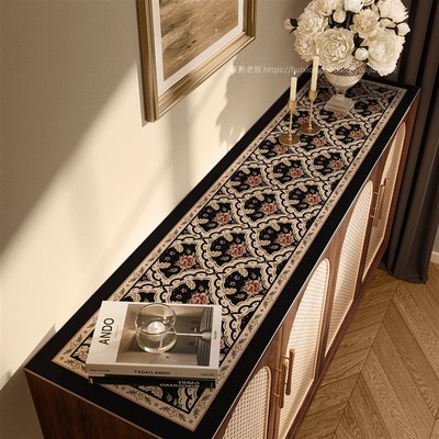 弥赛尔法式复古餐边柜桌垫防水防油免洗电视柜台面保护垫家用