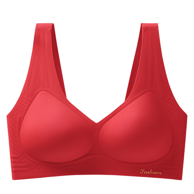 无痕红色内衣女士大胸显小