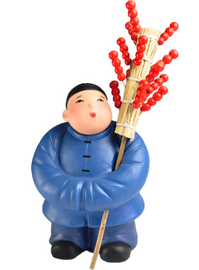 中国风摆件天津泥人张彩塑红泥坊